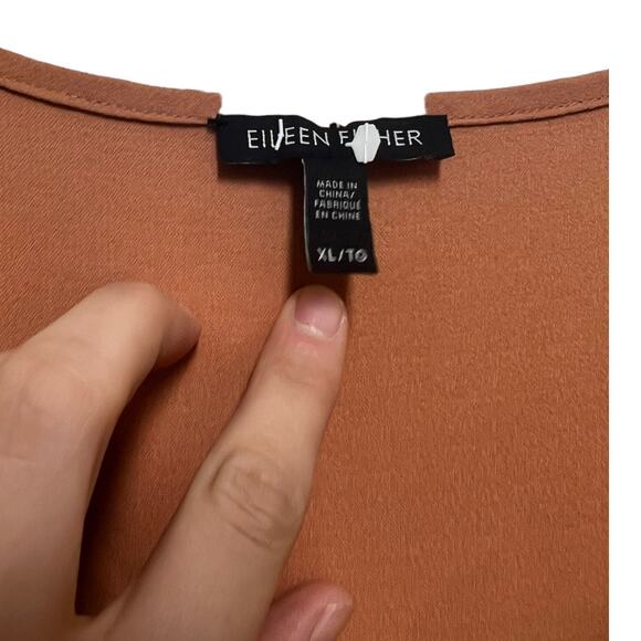 Eileen Fisher 100% Silk Warm Brown Sleeveless Shell Minimalist Business Tank XL - Picture 3 of 6
